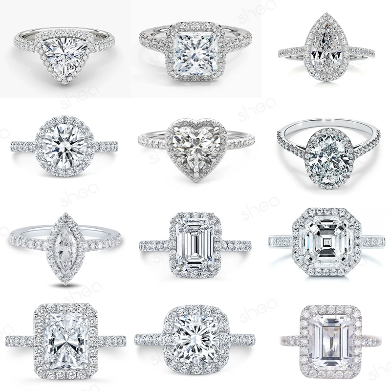 Factory In Stock 18K 14K 10K 925 Silver Round Cut VVS Moissanite Diamond Halo Engagement Wedding Ring 1~6ct Fine Jewelry Women