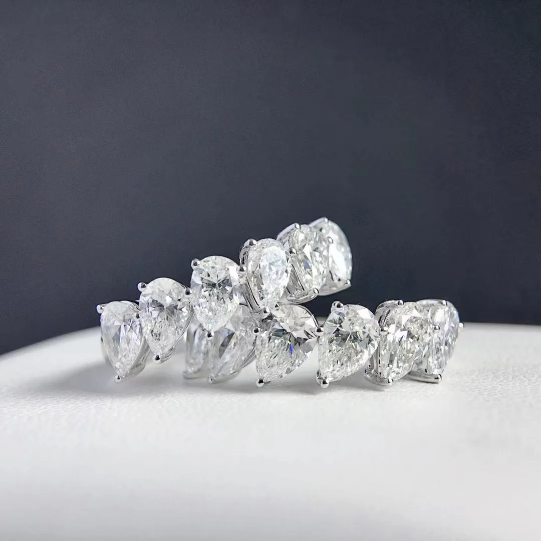 Высокое качество 18k золото 1.8ct VS DEF лаборатория создала сердечно-сосудистых заболеваний синтетический груша кольцо с бриллиантом