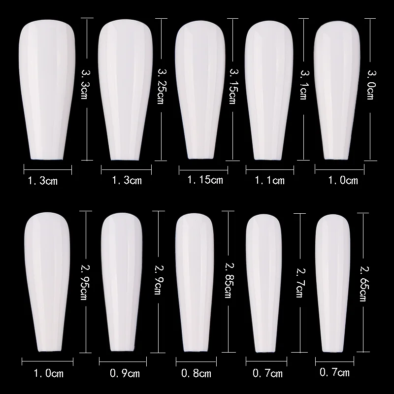 2022 Wholesale 500pcs Long Artificial False Stilleto Nails Tips Coffin Shaped for Nail Art and Nail Painting Manicure