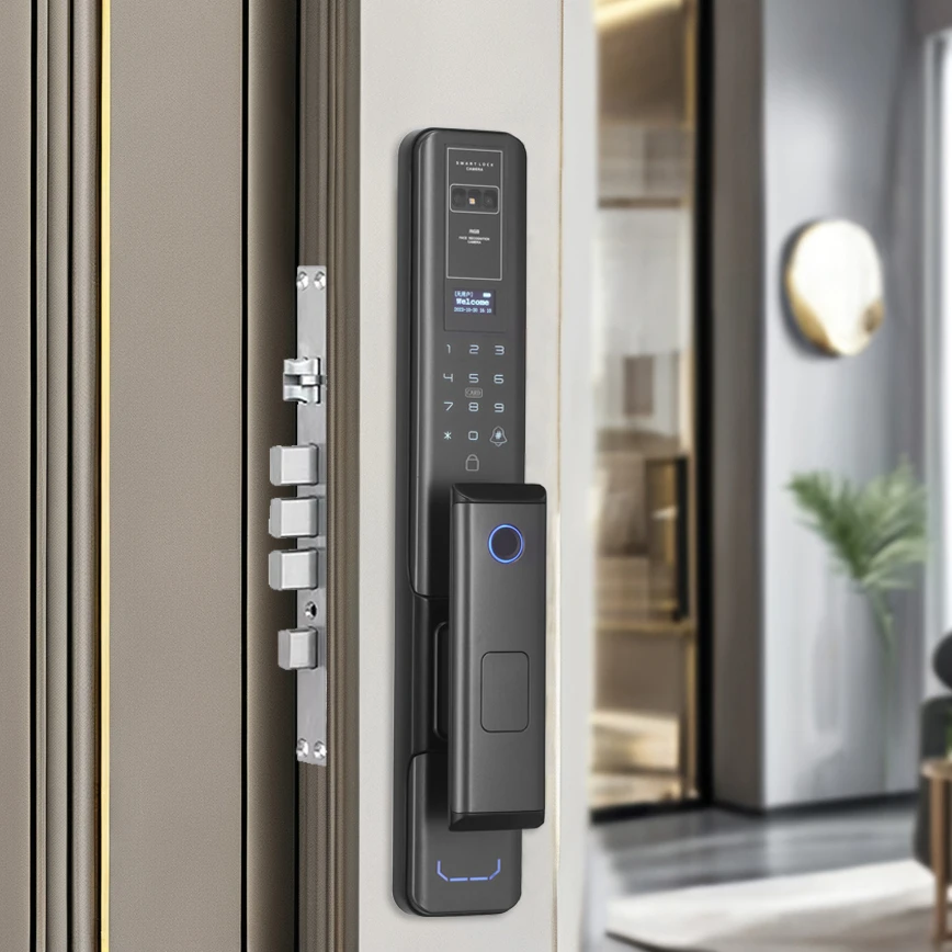 Fingerprint Digit Electric Handle Digital Electronic Wifi Keys Security Door Intelligent Lock Tuya App Password Cards Face