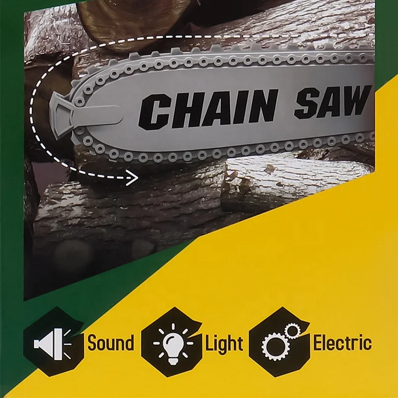 Electric Plastic Pretend Play Craftsman Toolbox Simulation Tool Set Chainsaw Toy for Kids