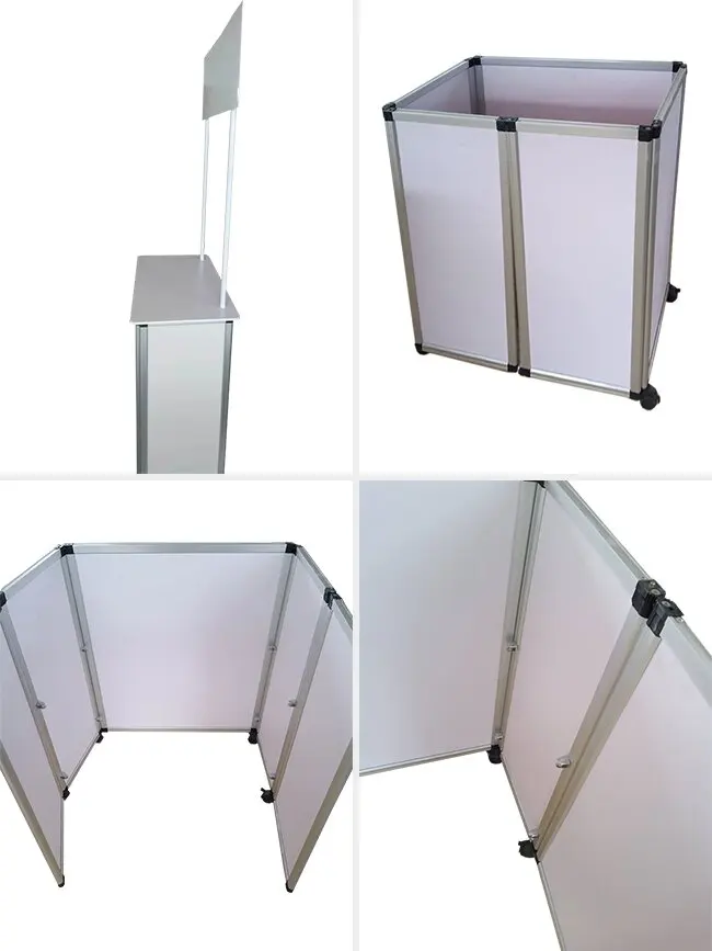 Portable Deluxe Sampling Booth Table Pop Up Exhibition Booth Advertising Display Foldable Table Promotion Counter with Wheels