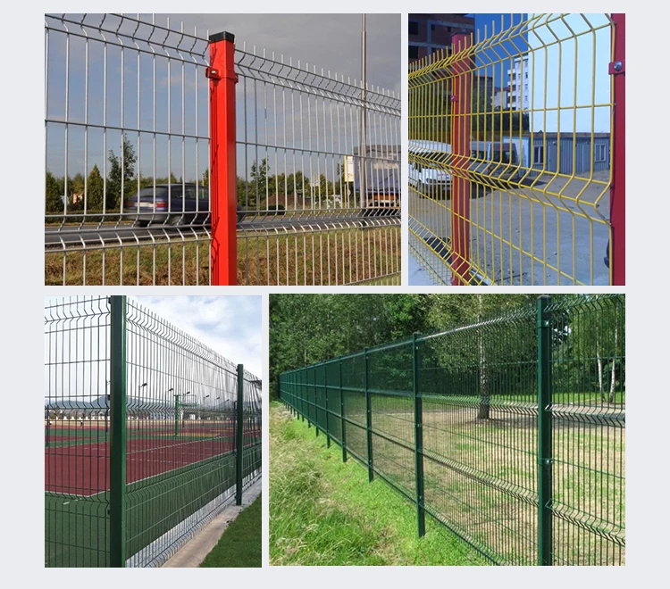 Hot Sale Powder coated 3D Curved Welded wire mesh panel fence Garden  Fence with peach post