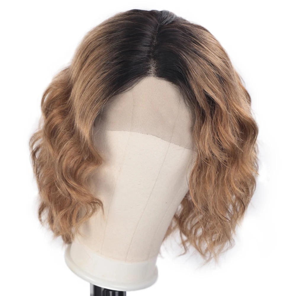 Aisi Hair Top Quality Short Bob Ombre Brown Swiss Lace Wigs Body Wave Brazilian Human Hair Lace Front Wigs For Black Women