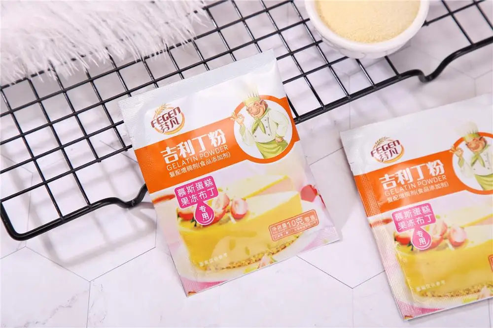 
10g/bag Unflavored Food and Beverage cheap price bulk wholesale halal fish Gelatin powder for cake/jelly/pudding 