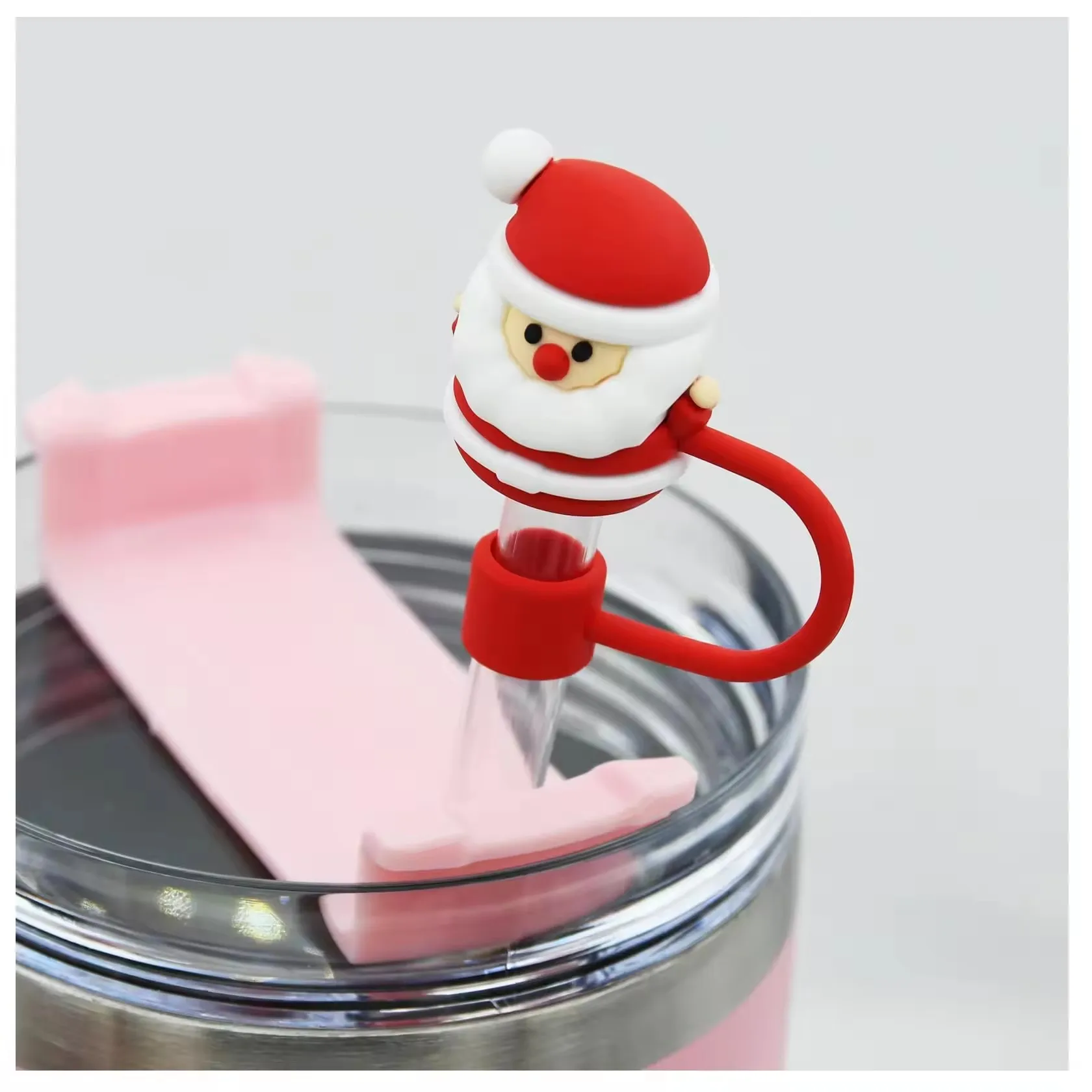 Silicone Straw Topper for Christmas Compatible with cup 30 & 40 Oz Tumbler Cup Accessories Straw Tip Cover Cap Lid