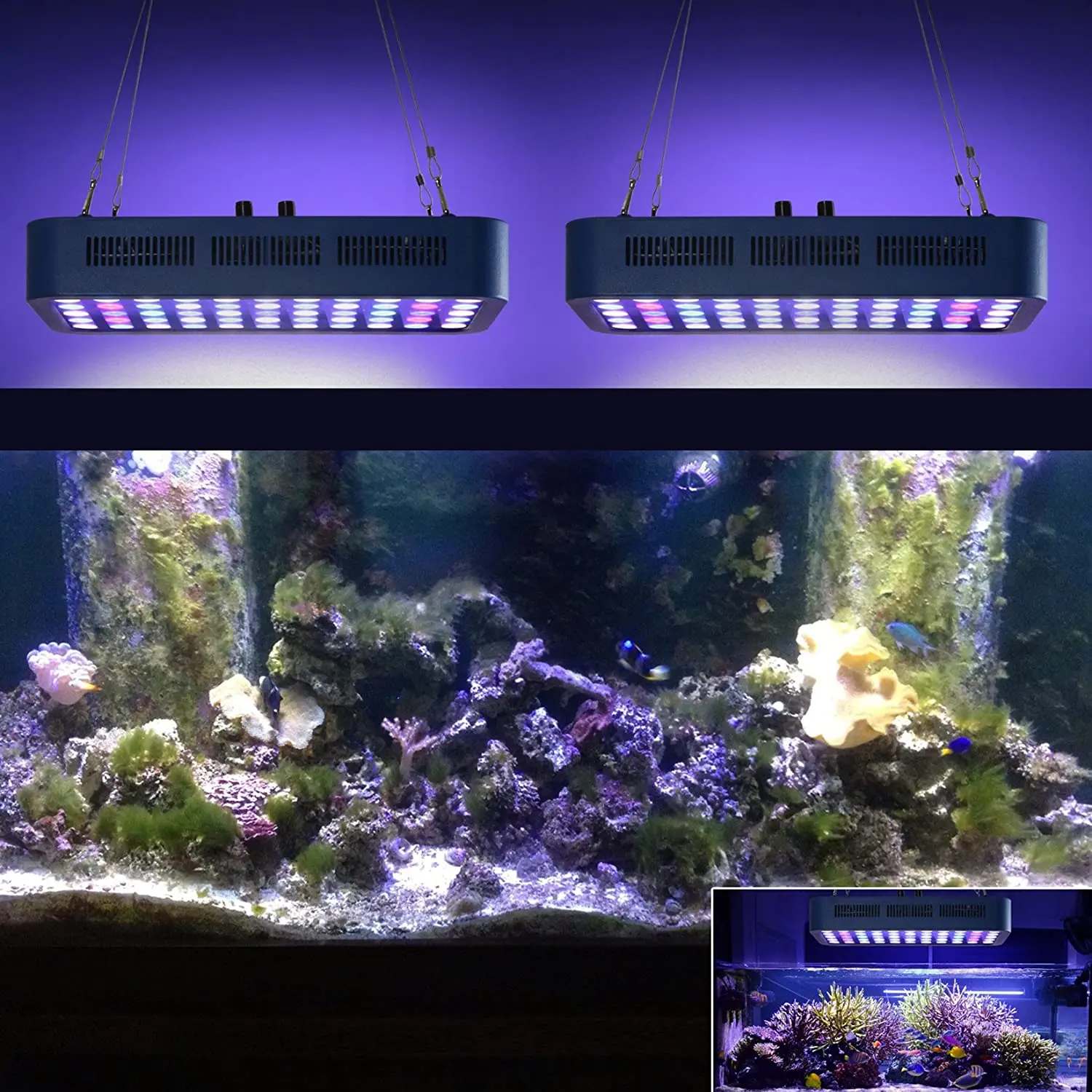 165W LED морской аквариумная лампа для коралловых рифов полный спектр затемнения освещения аквариума белого и голубого