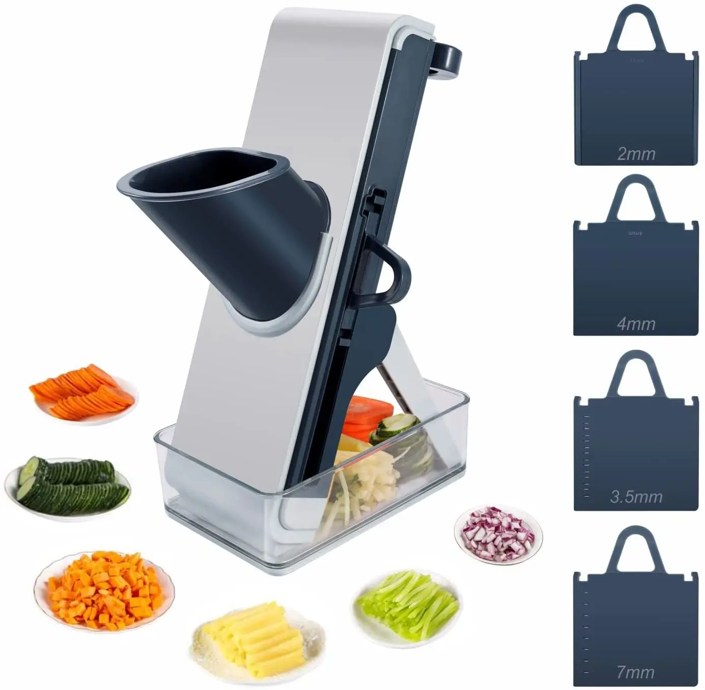 4 Blade Multifunctional Kitchen Mandoline Slicer Adjustable Vegetable Frozen Meat Chopper Slicer with Container