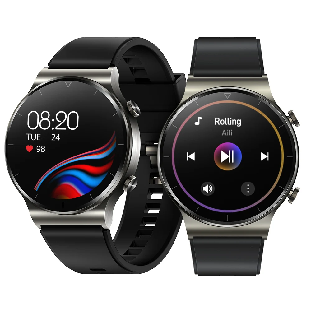 Men Large Screen Full Touch Digital Watches Make Receive Calls 12 Languages Waterproof Ip67 Leather Smart Watch