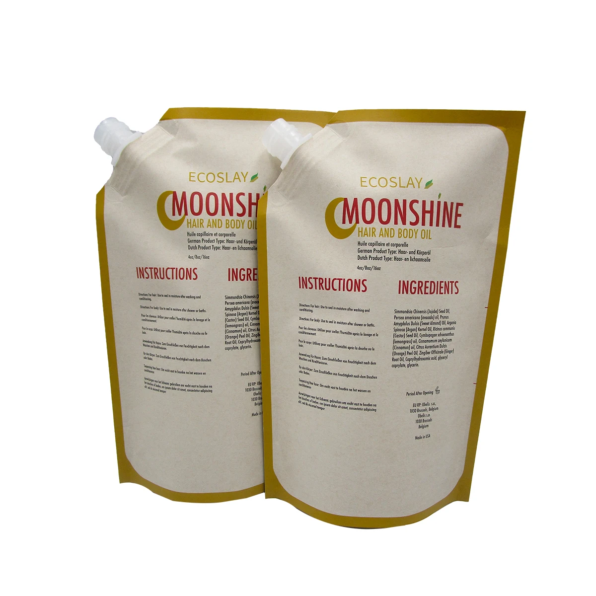 Custom Printed Eco-friendly Compostable 1000ml Kraft Paper Spout Pouch Shampoo Refill Bag Liquid Packaging Pouches