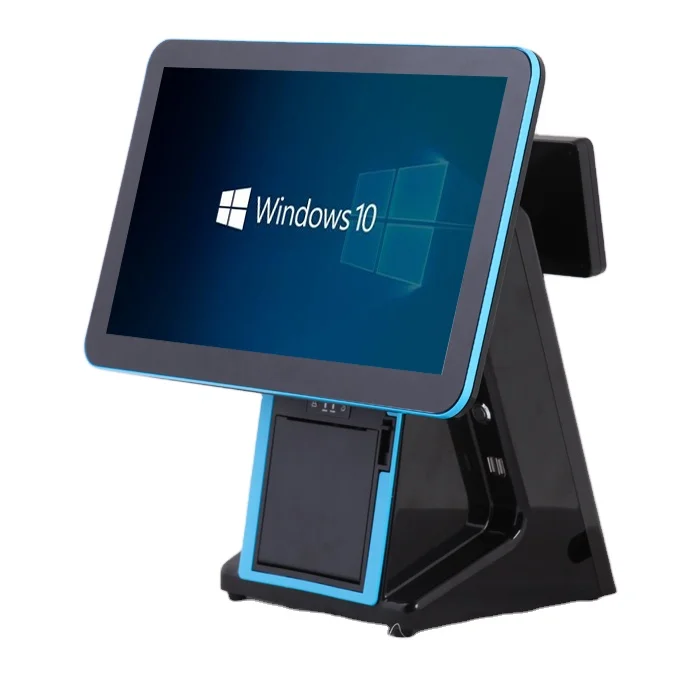 15 дюймов емкостный сенсорный экран win 10 pos терминал компьютер pos с 80 мм принтер