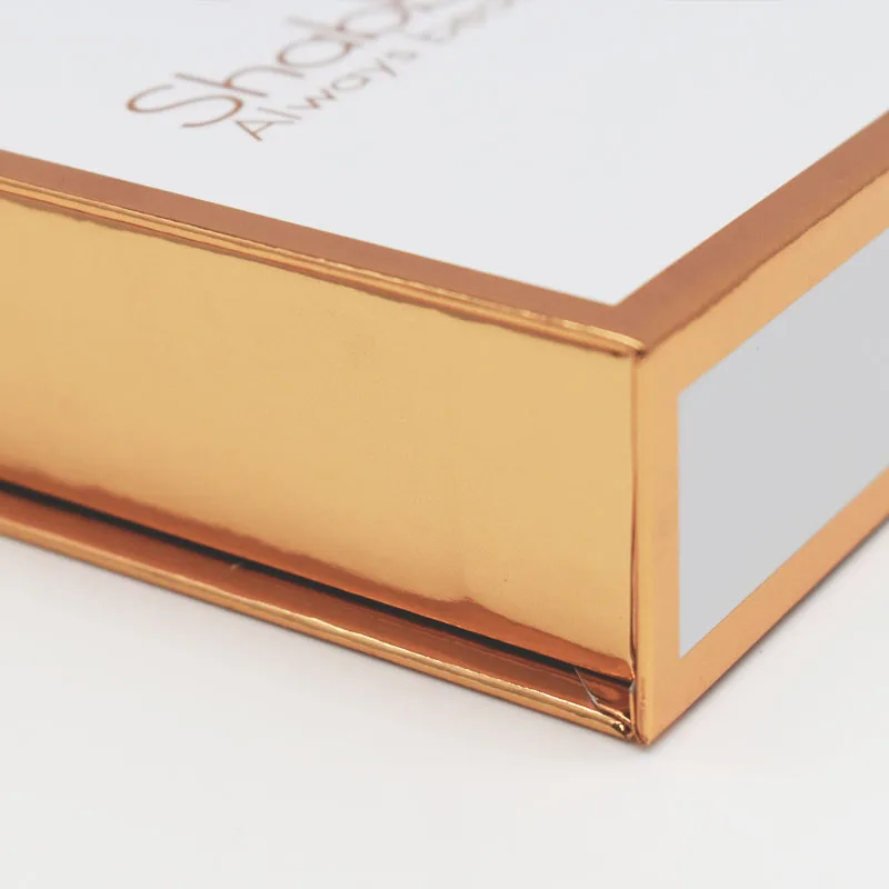 Luxury Gold Logo Cardboard Book Shaped Rigid Magnetic Cosmetic Gift Set Packaging Box With Card Insert