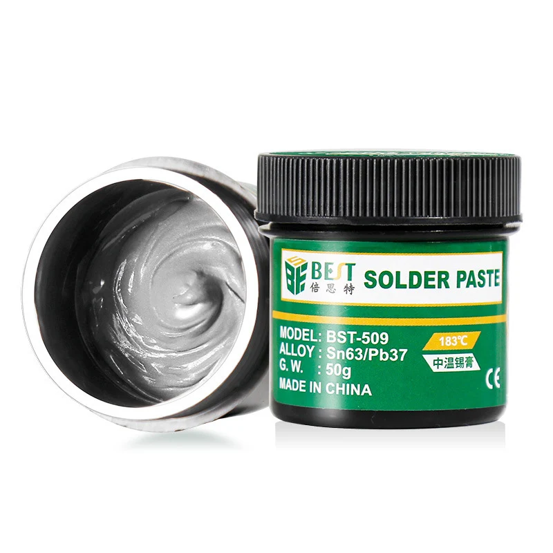 Bst-509 medium temperature 183 Celsius BGA SMT patch 50G solder paste flux mechanic silver soldering printer mixer dispensing