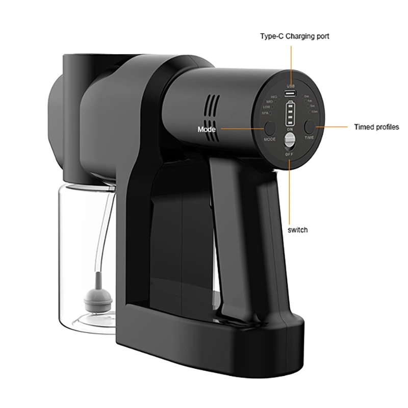 
Wireless Mini Portable Automatic Blue Light Disinfection Electric Nano Spray Gun 