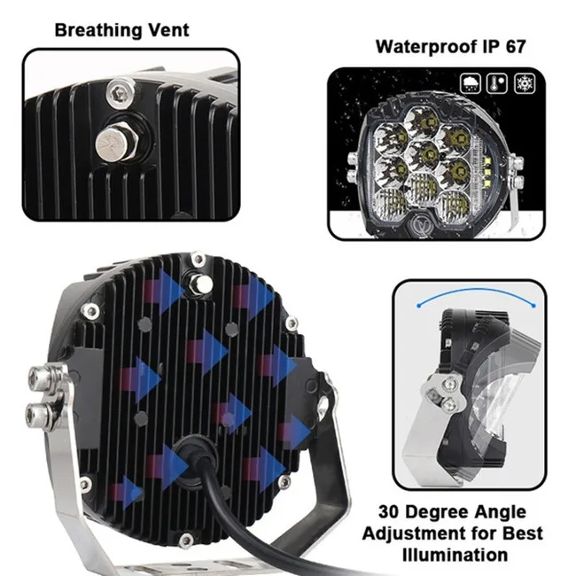 7 inch 90w Led work light 4X4 led driving light for SUV jeep