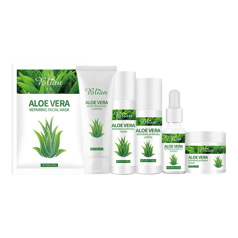 Custom natural ingredients aloe vera Skin Care and Moisturizing set clean moisturizing acne removal skin care cream and serum