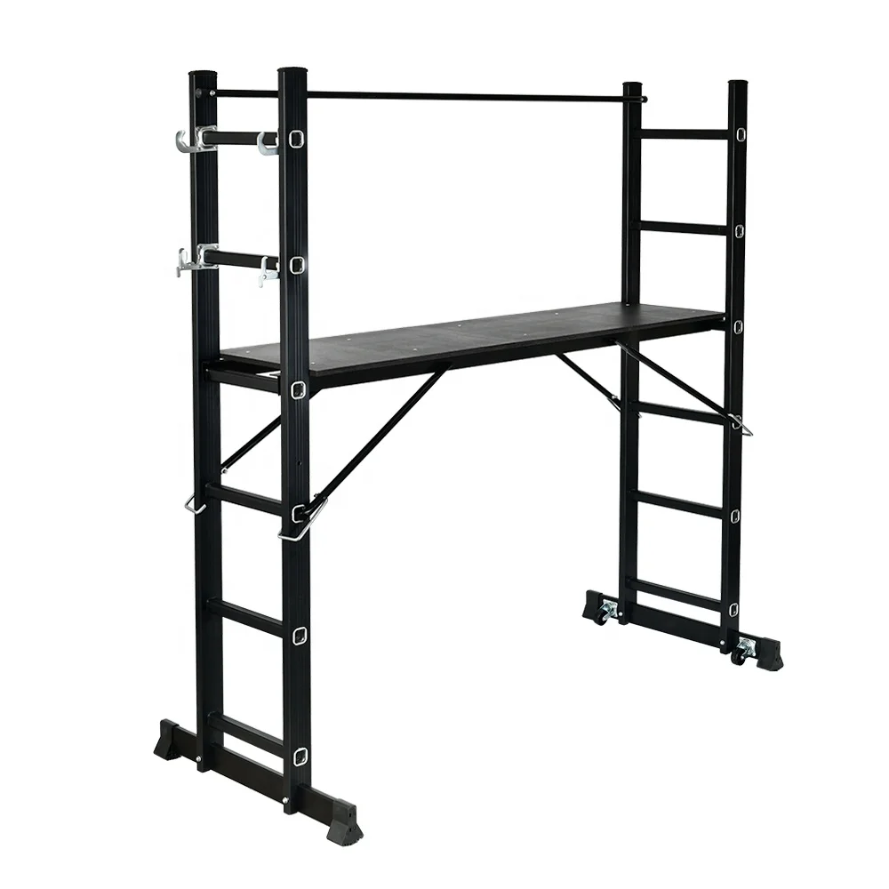 Certified Ladder Multi-use Mini Scaffold Portable 6 Step Ladder Rolling Metal Work Platform