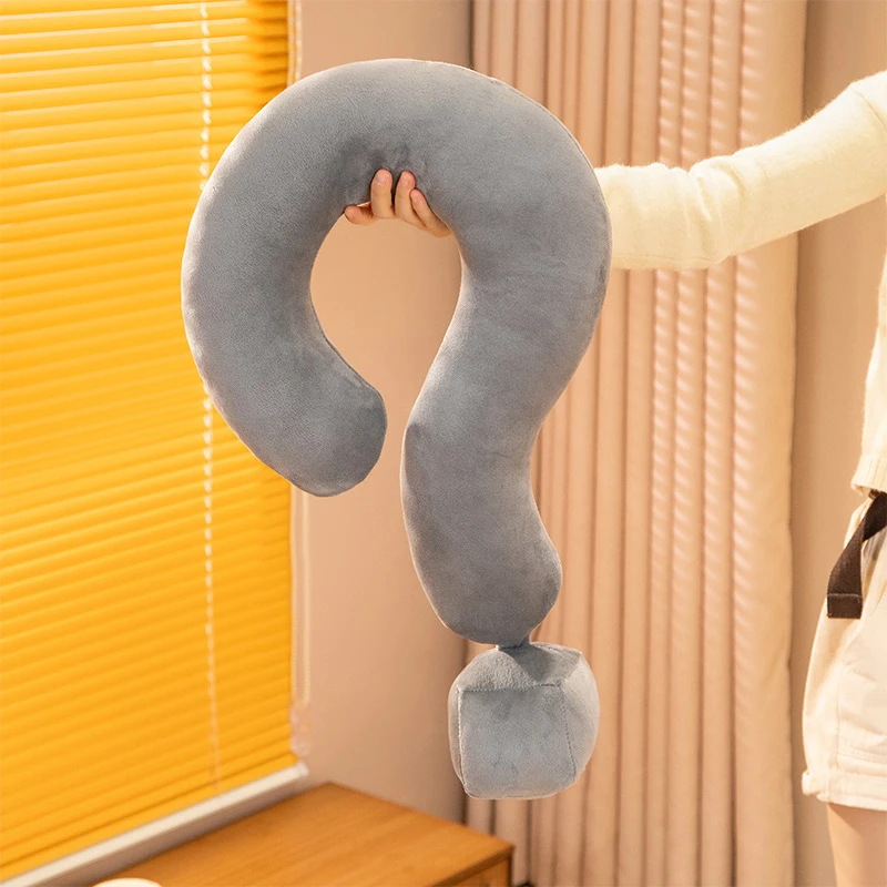 SUREWALHOME Question Mark Throw Pillow Funny Throw Pillow Soft Plush Neck Pillow Fluffy Stuffed Chair Cushion for Living Room