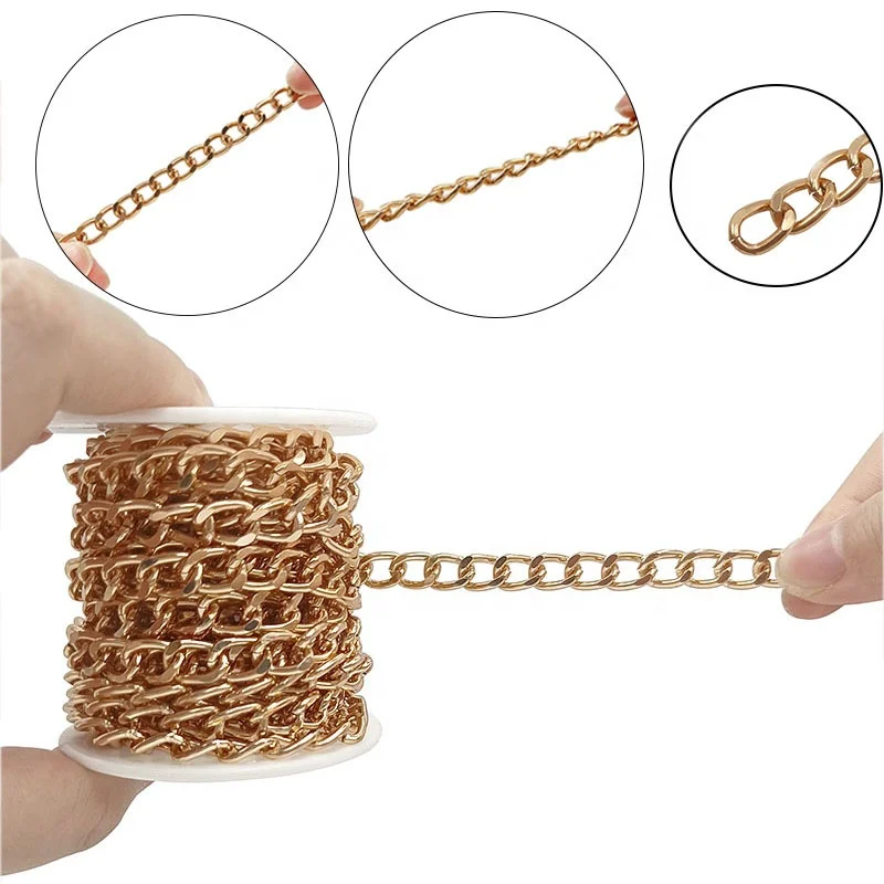 Aluminium Curb Chain Roll For Twisted Links Unwelded Chain Spool For Bracelet Purse Accessory Metal Bag Chains