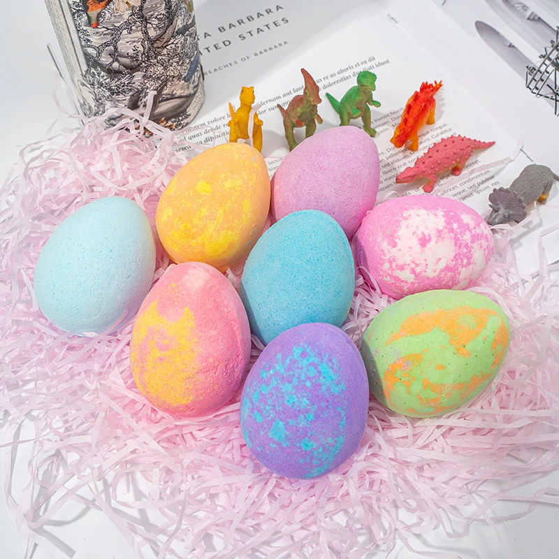 Wholesale Fizzies Bubble Bath Supplies Organic Cbd Cute Dinosaur Egg Bath Bomb With Toys Inside Kids Luxury Skin Care Set