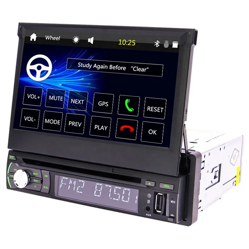  1 Din универсальный 7 дюймов Автомобильный DVD плеер GPS с откиньте экран Съемная панель Поддержка FM AM RDS USB/TF cam-в