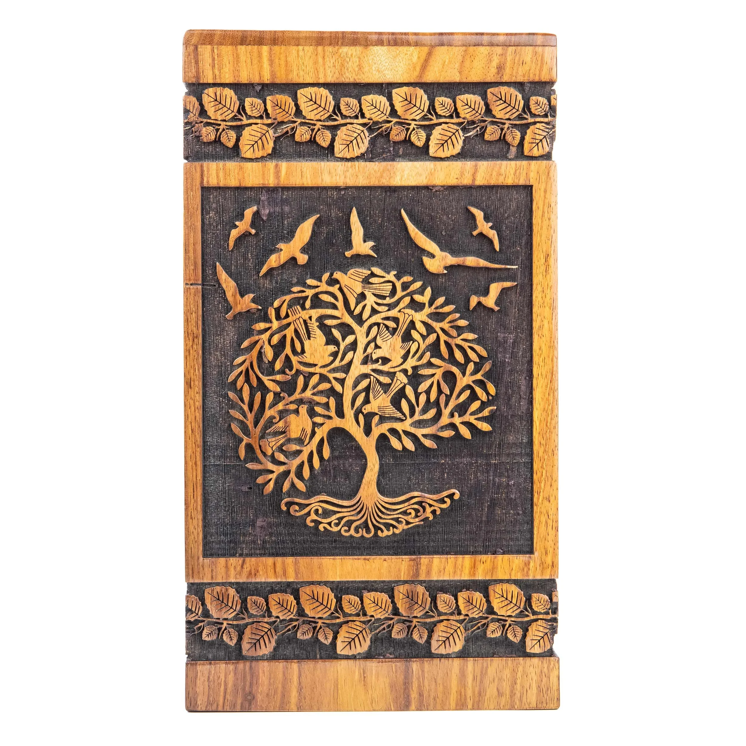 Rosewood Tree of Life Cremation Wooden Urns for Human Ashes - Adult Large Urn for Ashes