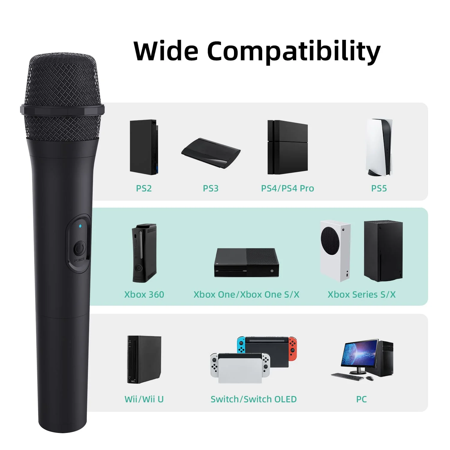 Honcam 2.4G Wireless Microphone Professional for PS5 for Xbox One 25ms Low Latency Gaming Mic for Nintendo Switch OLED KTV / PC