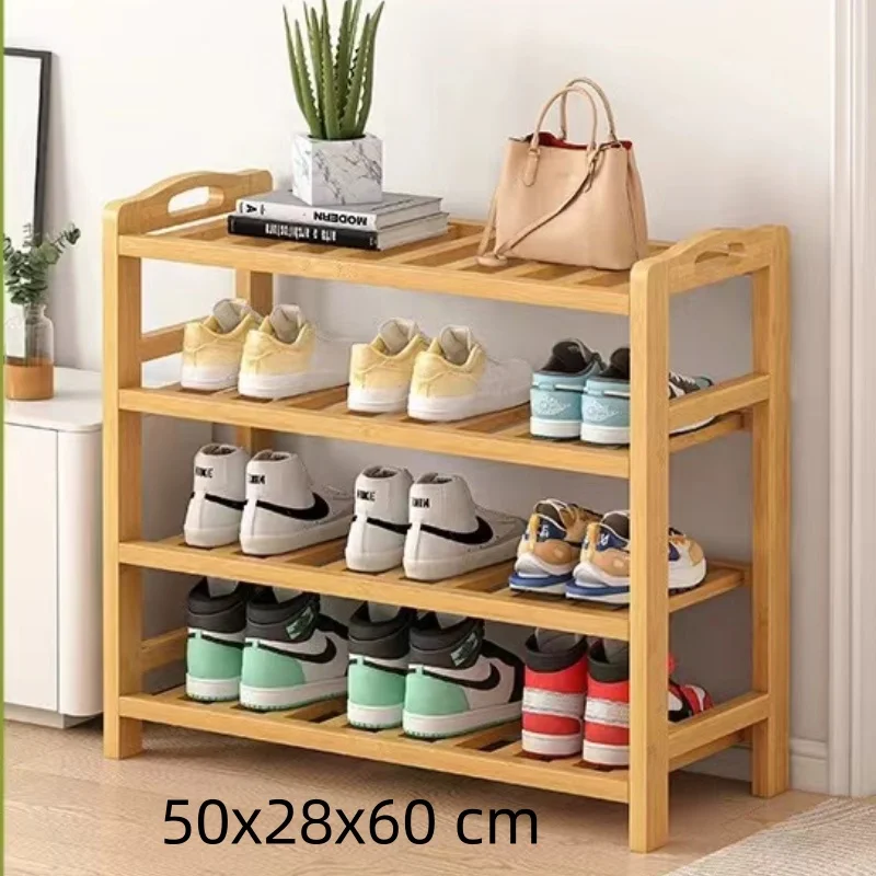 Customizable Wood Shoe Storage Rack Space-saving Home Wooden Bamboo Four-layers Simple Shoes Cabinets For Storaging Shoes