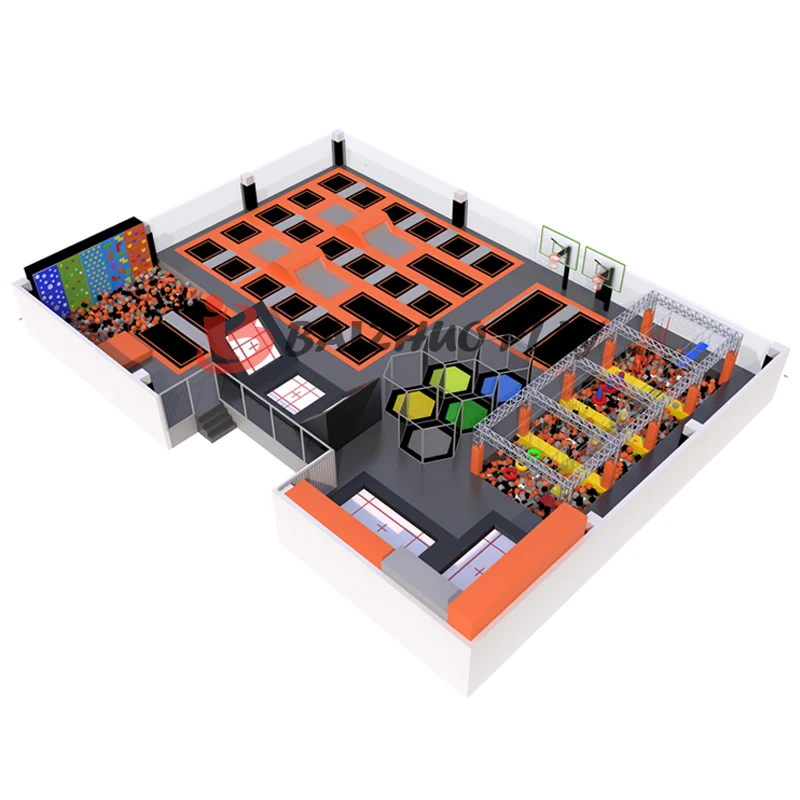 Hot Sale Team building Sport Games meltdown Park with Big Foam Pit  wipeout machine For  large Indoor Trampoline