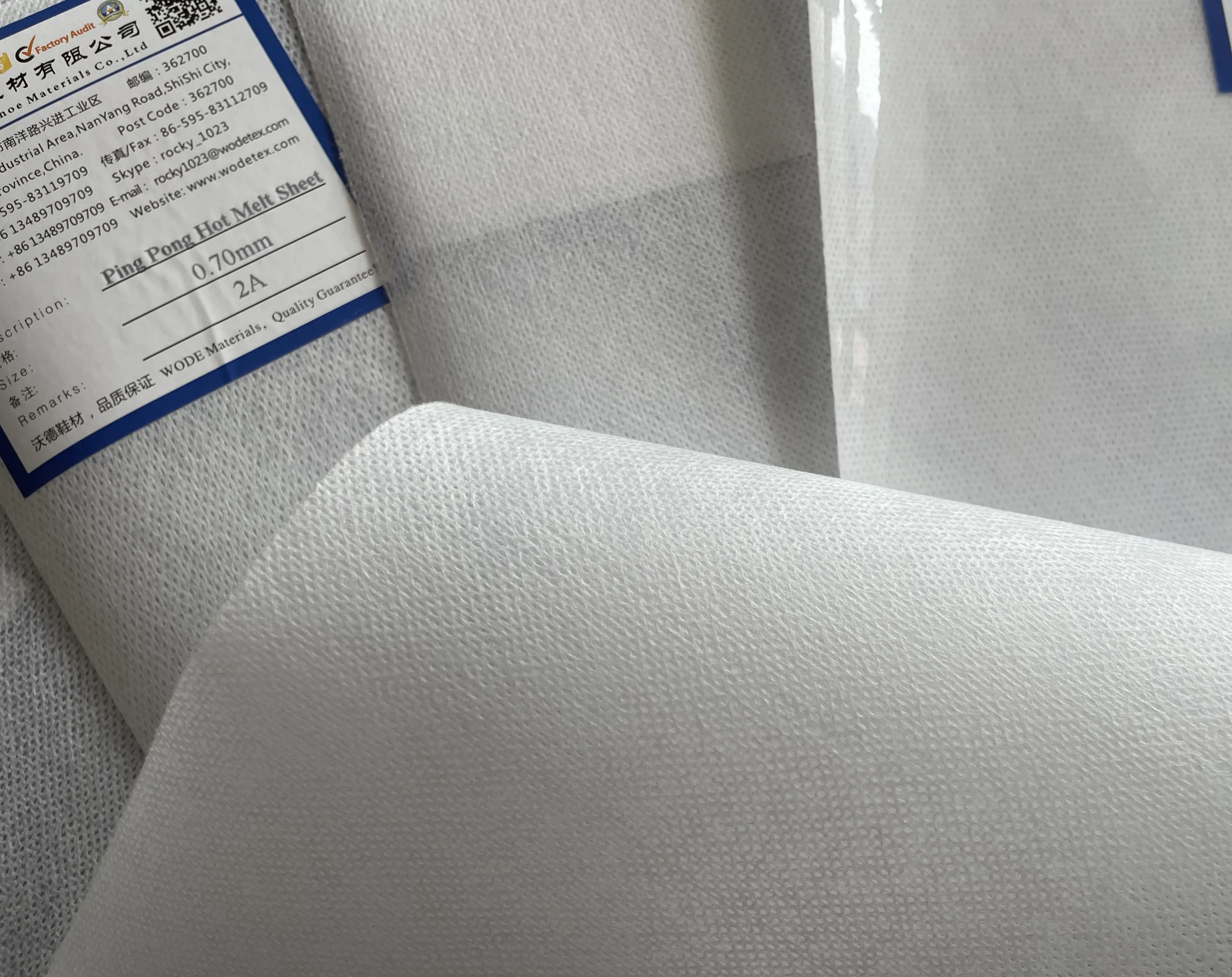 Factory Own Manufacture Ping Pong Hot Melt Sheet Spunlace Hot Melt Glue Sheets for Shoe Insole Materials