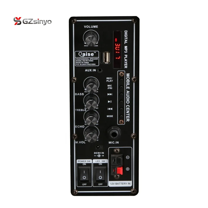 GZsinyo 12inch old fashion trolley speaker with battery wheels disco LED light speaker