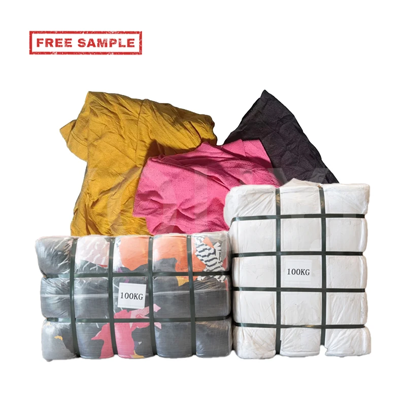 Australia hot selling Cut cloth Colored t-shirt wiping rags Industrial rags 100kg bales 100% cotton rags