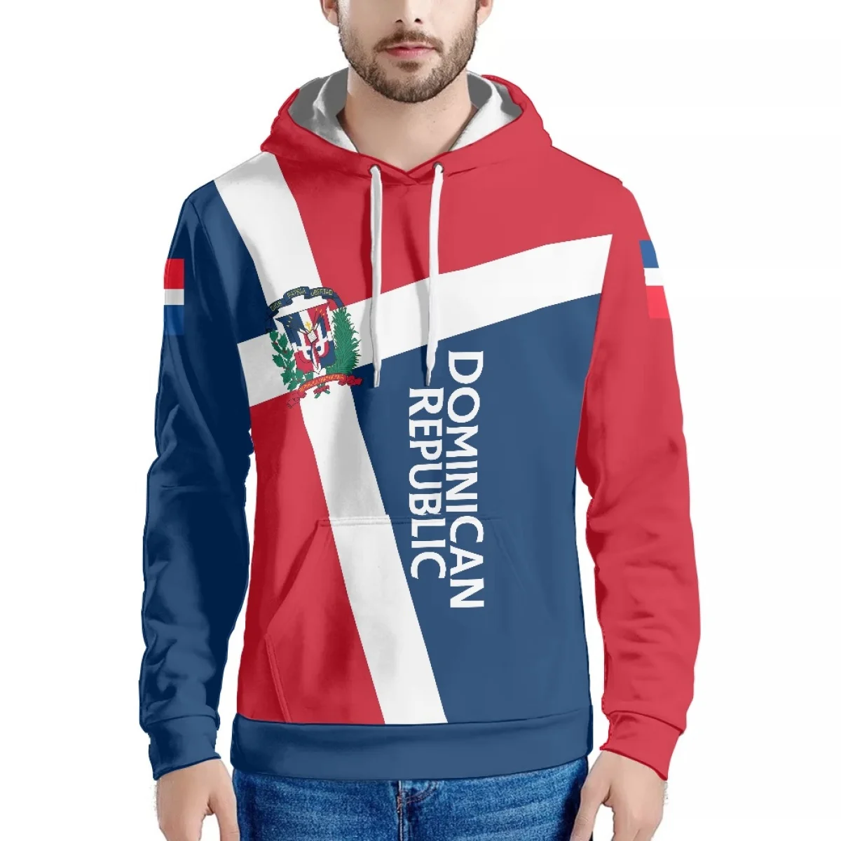 Customization Hooded With Pocket America Dominican Republic National Emblem Country Map Flag 3D All Printed Hoodie For Man Women