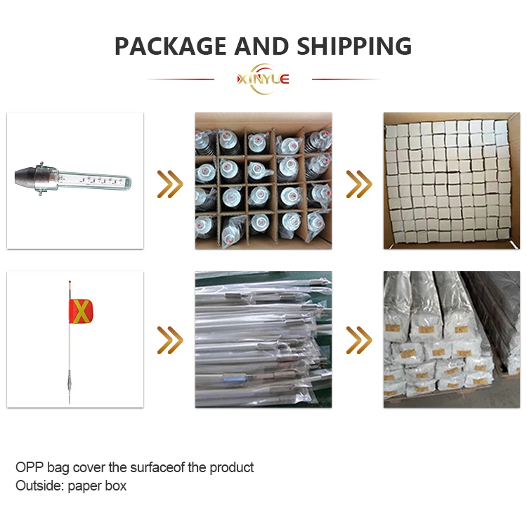 Customized Heavy Duty Mining Safety Whips Flag Pole Light With Spring Antenna Used In Mine Site For Warning Led Whip