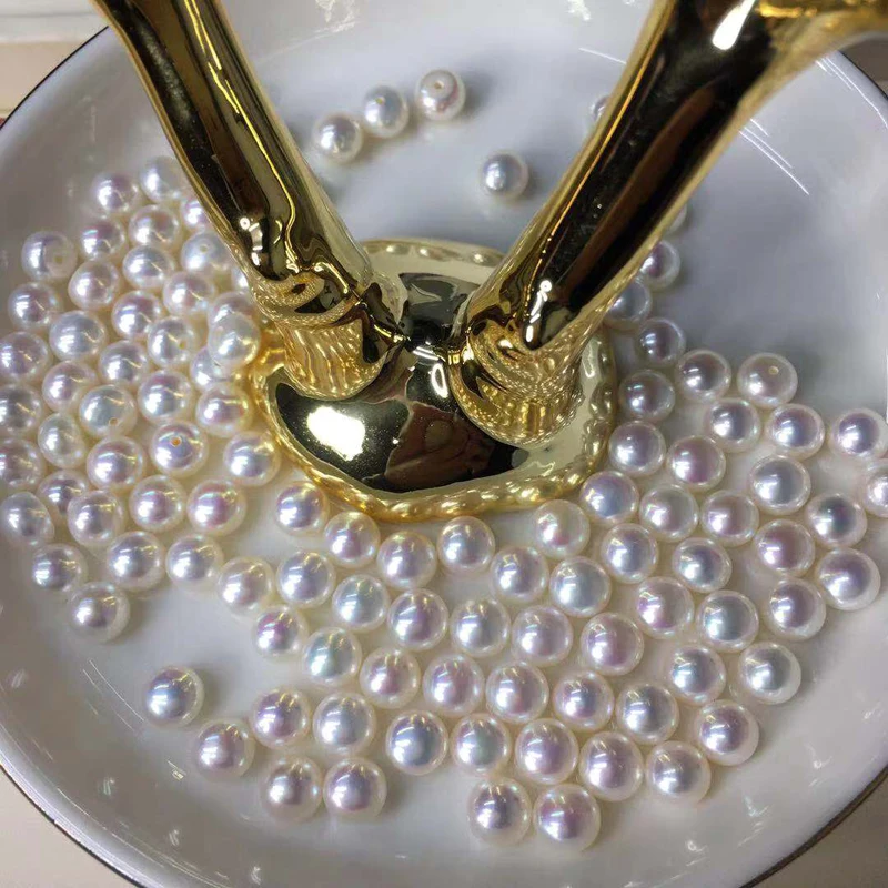 
Round loose pearl white powder mirror pearl bright flawless naked beads 6-10mm 