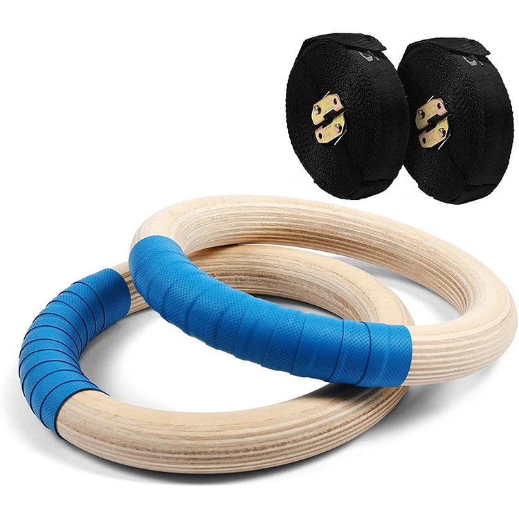 Exercise Training Birch Wooden Gymnastic Rings