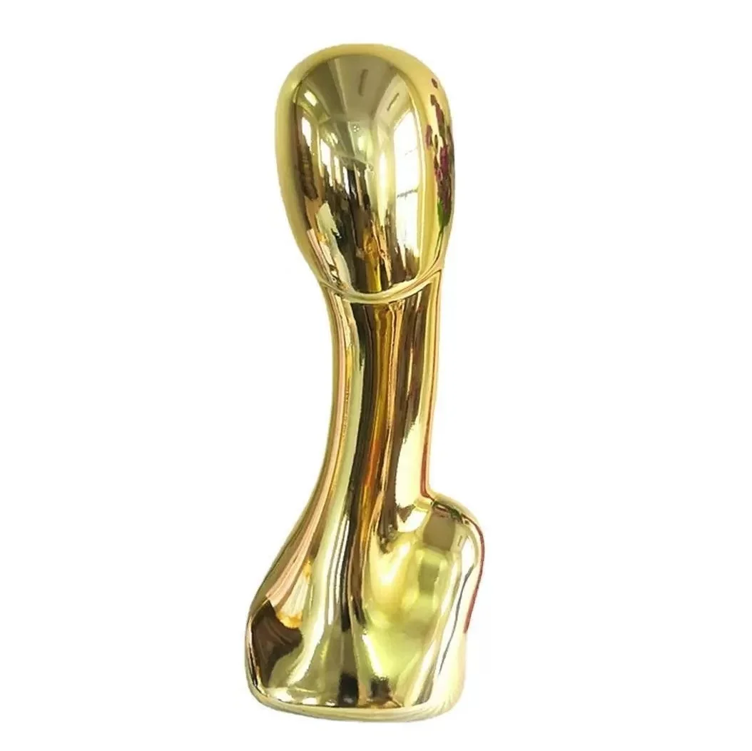 Electroplated plastic head with a rose gold finish, designed as a high-end clothing prop for displaying hats on mannequins