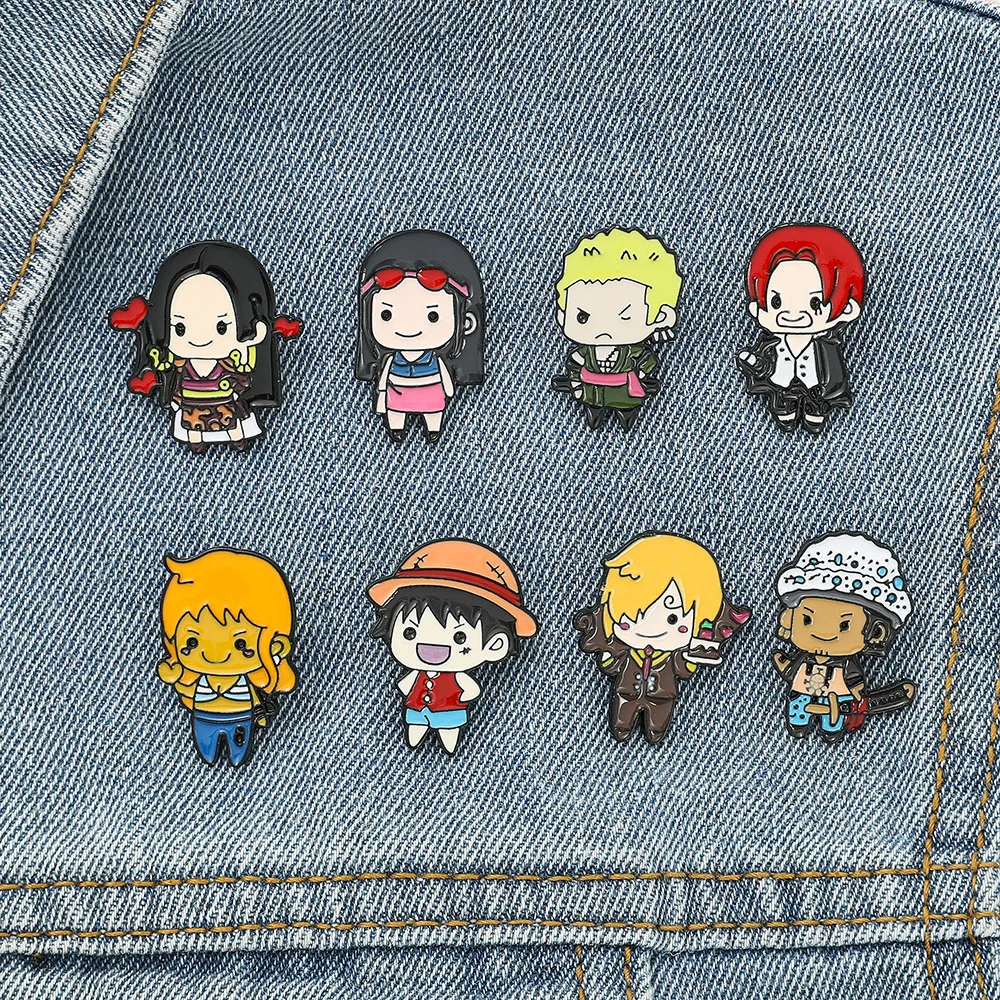 Hot Sale Jewelry Cartoon Anime Cool One Piece Luffy Zoro Ace Metal Crafts Pins Cloth Decoration Hat Bag Badges Brooch Accessory