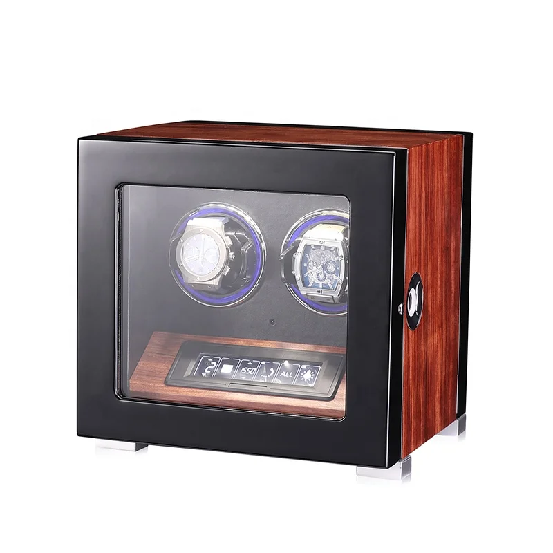 RGB Light 2 Slot Watch Winder Walnut Gyroscopic Prices Watch Winder for Automatic Watches with Quiet Motor