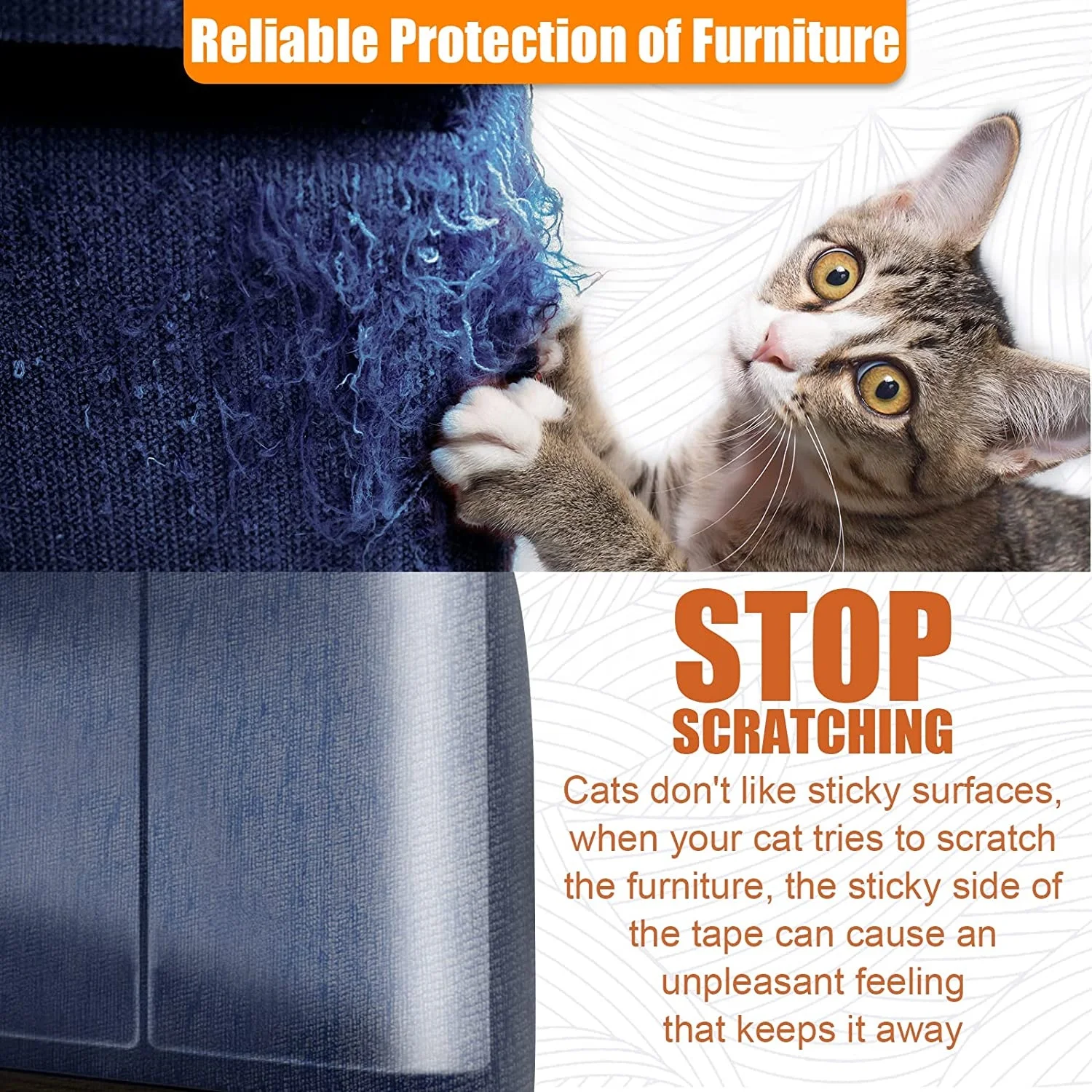 New Arrivals Cat Scratch Deterrent Training Tape Self Adhesive Clear Plastic Cat Couch Protector