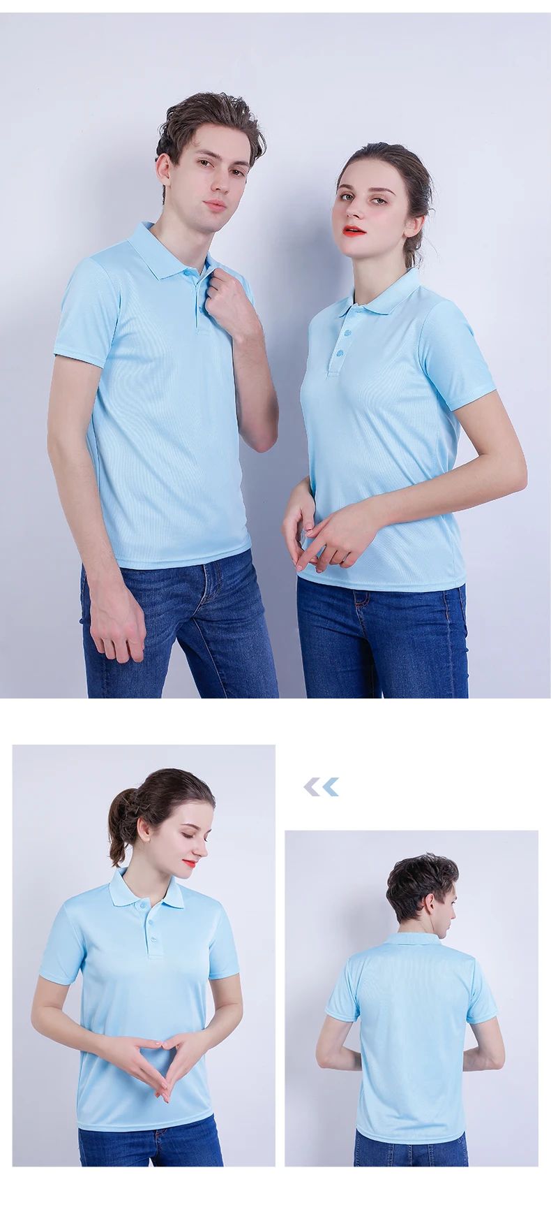 Customization And Wholesale Body Fitted Polo Round Neck Polo Shirts Fabric Unisex Polo Shirts In Different Colors