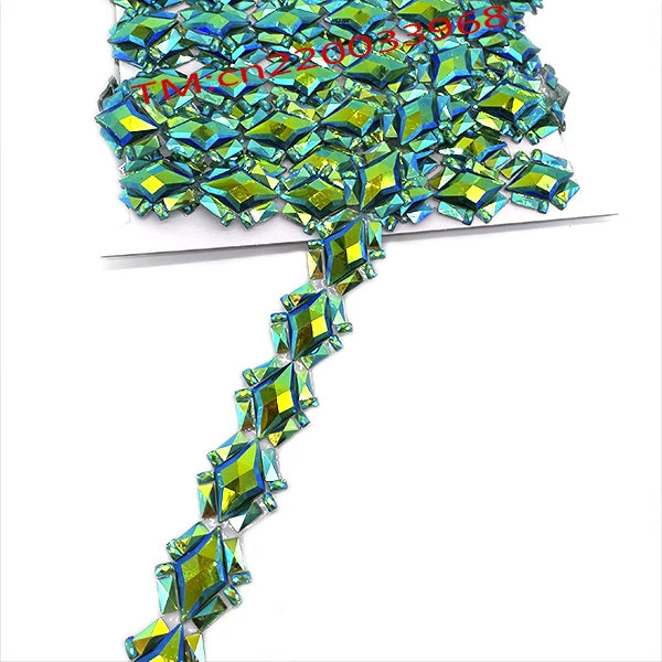 2025 New Saint Lucia Carnival Green AB Royal Blue AB Dress Trimming Hot Fix Rhinestone Bead Resin Caribbean Carnival Costumes