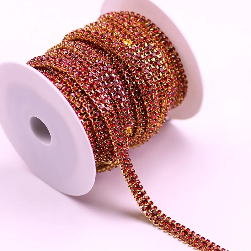 SC Hot Sale Diamond Sewing Trim Applique Crystal Rhinestone Cup Chain For Garment Accessories Elegant Crystal Rhinestone Chain