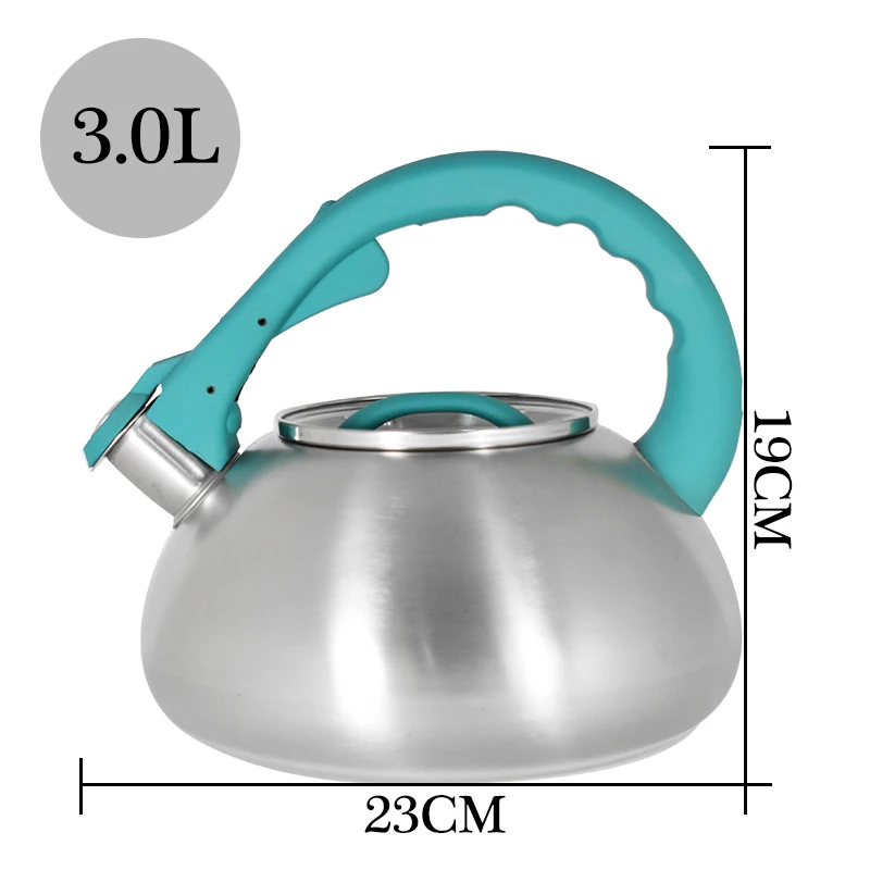 Factory Price Silicon Heat Resistant Handle Polished Tea Pot Stainless Steel Whistling Kettle