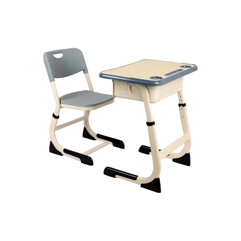 
High Quality Single Metal Frame Desk and Chair For Student School Furniture 
