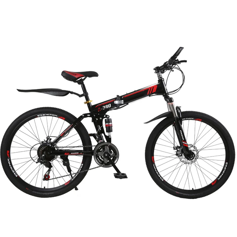 China direct folding mountain bike 26 inch adult double disc brake carbon steel wholesale export source factory