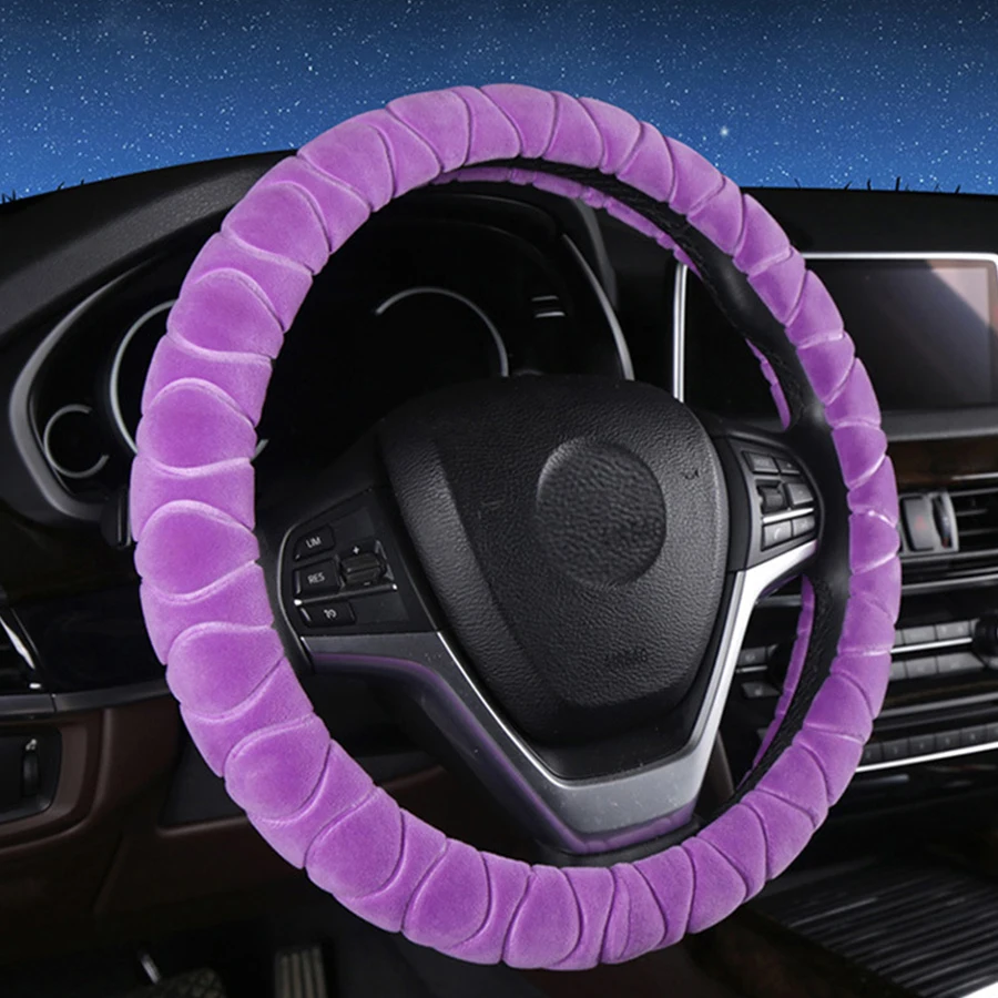 High Quality Anti-Slip Soft Warm Autumn Winter 38cm Short Plush Auto Car SUV Steering Wheel Cover