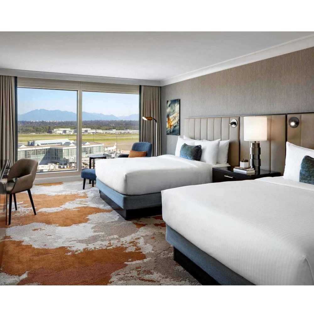 Modern Luxury4 or 5 Star Hotel Guest Room Standard Bedroom Furniture Set Bed Sofa TV Cabinet Dresser Mirror Wooden Furniture