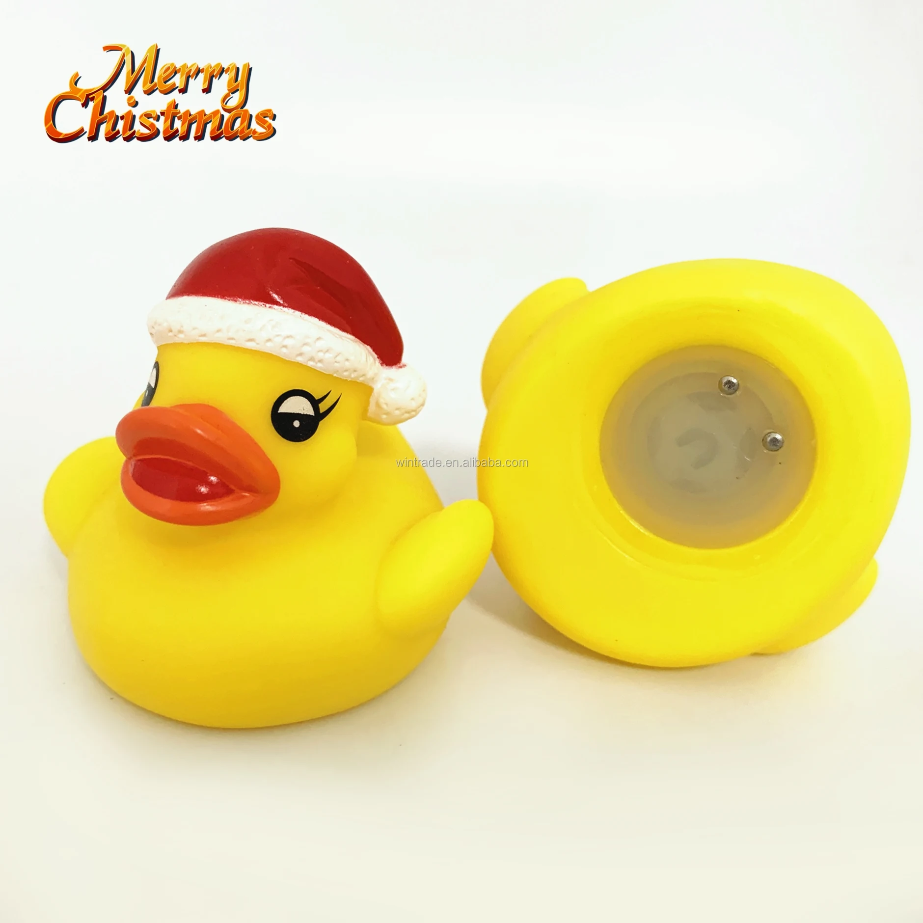 Christmas rubber ducks light up gift baby bath toys animals vinyl duck for kids LED flashing toy manufacturers