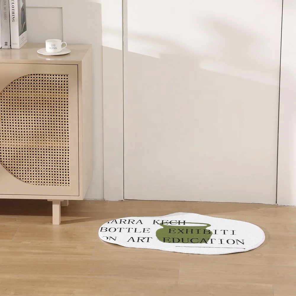 Custom washing room bathroom rug floor mats irregular door mat soft faux fur shag rug washable anti slip bathmat